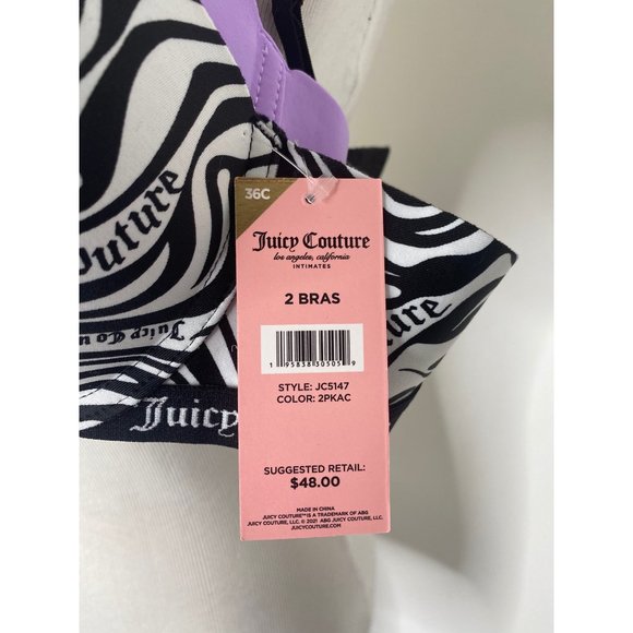 Juicy couture women's sleek and smooth black & white / lavender color 2 bra set - Picture 8 of 8